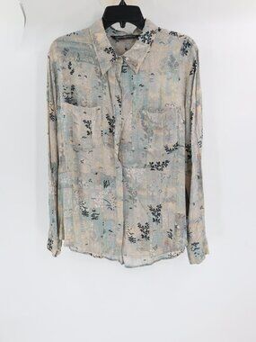 Peruvian Connection shirt womens XL long sleeve button up modal rayon pastel
